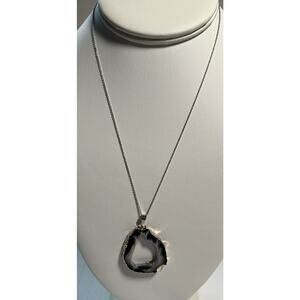 Jewelry Necklace Sterling Silver Chain 18" Geode Slice 100% Natural 1.5 Inches